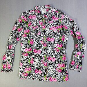 Ariat western shirt women's size M white & black with pink floral design